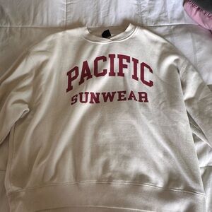 PacSun Cream and Red Crewneck Sweater